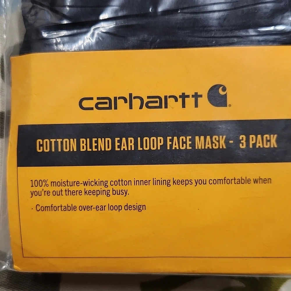 NWT Carhartt Ear Loop Face Mask 3-Pack - One Size